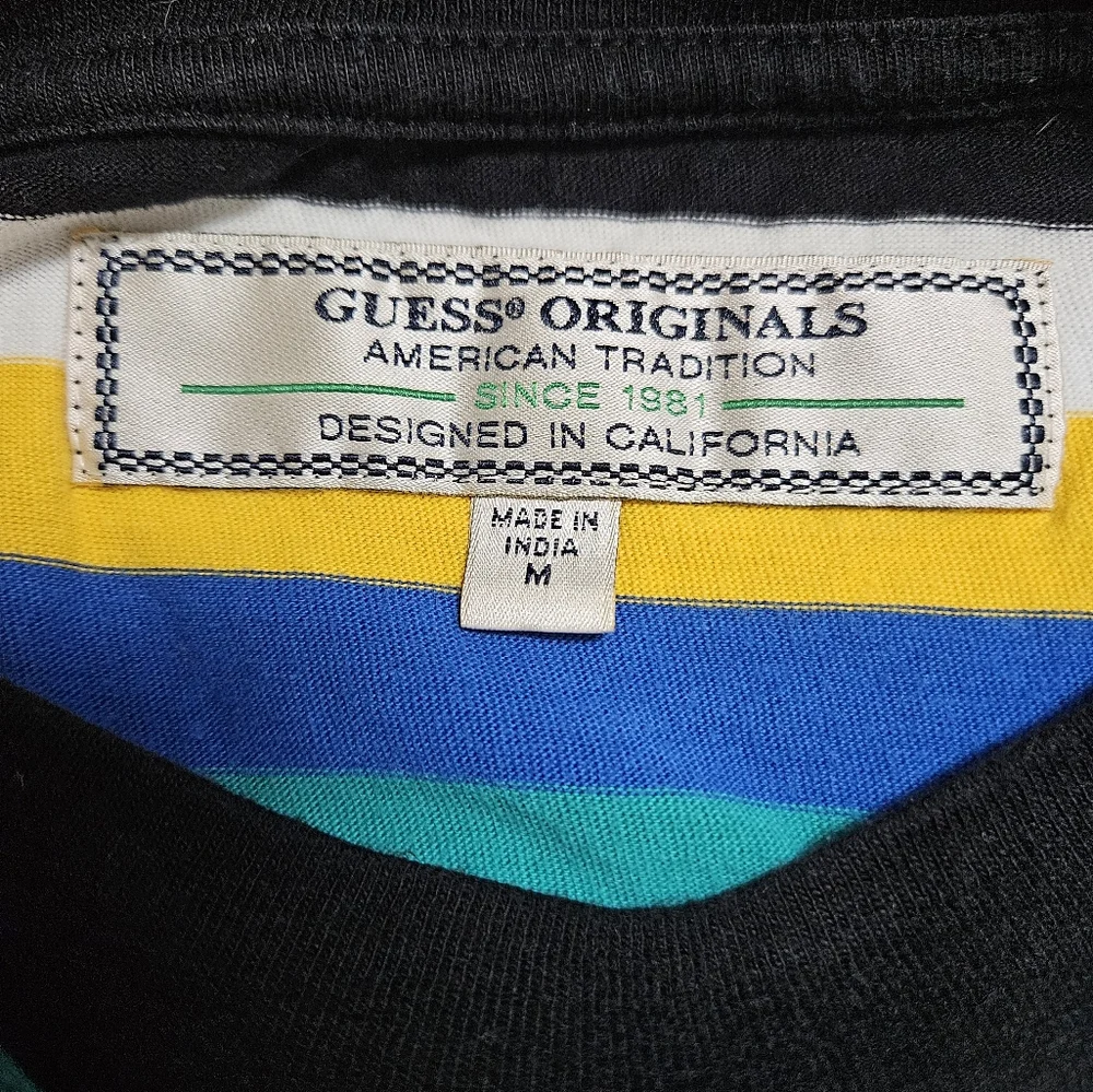 Guess Originals Striped Short Sleeve T-Shirt Men's Medium - Picture 3 of 7